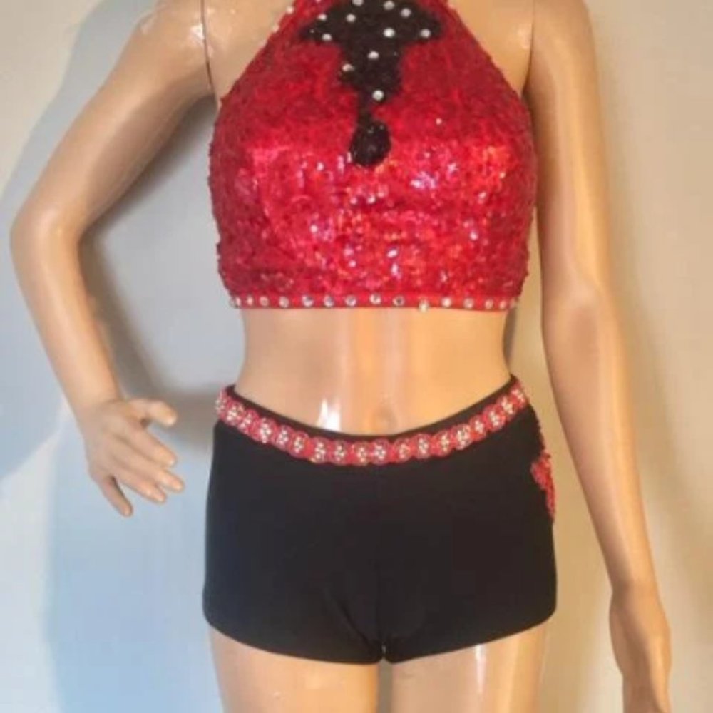 Black and Red Custom Dance Costume
